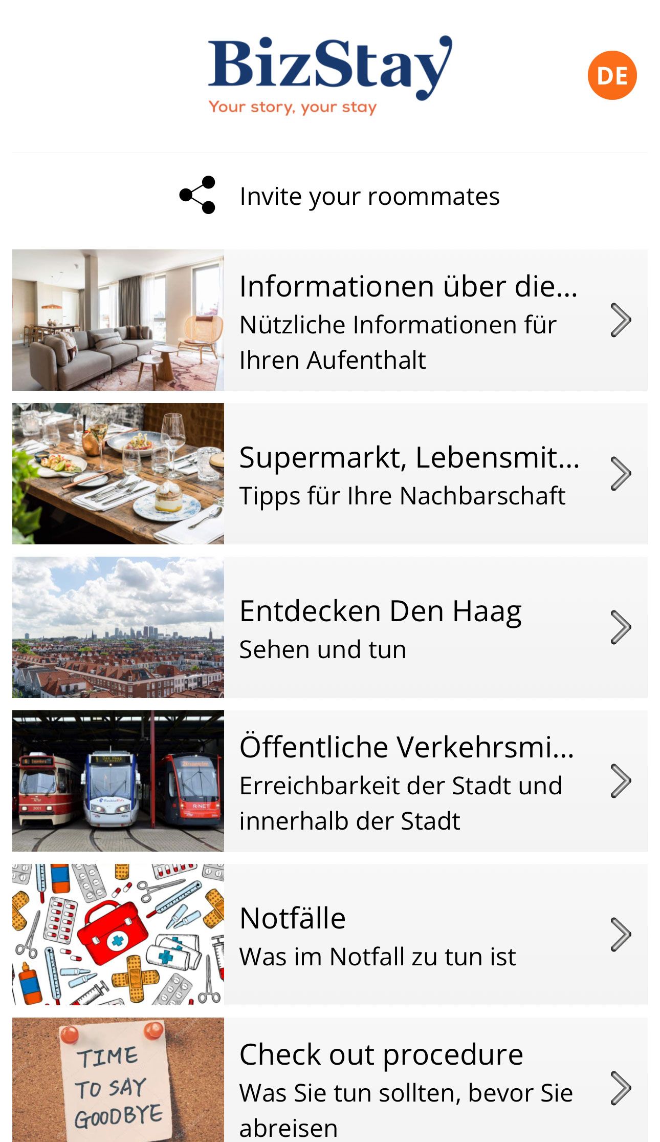 Mobile app BizStay